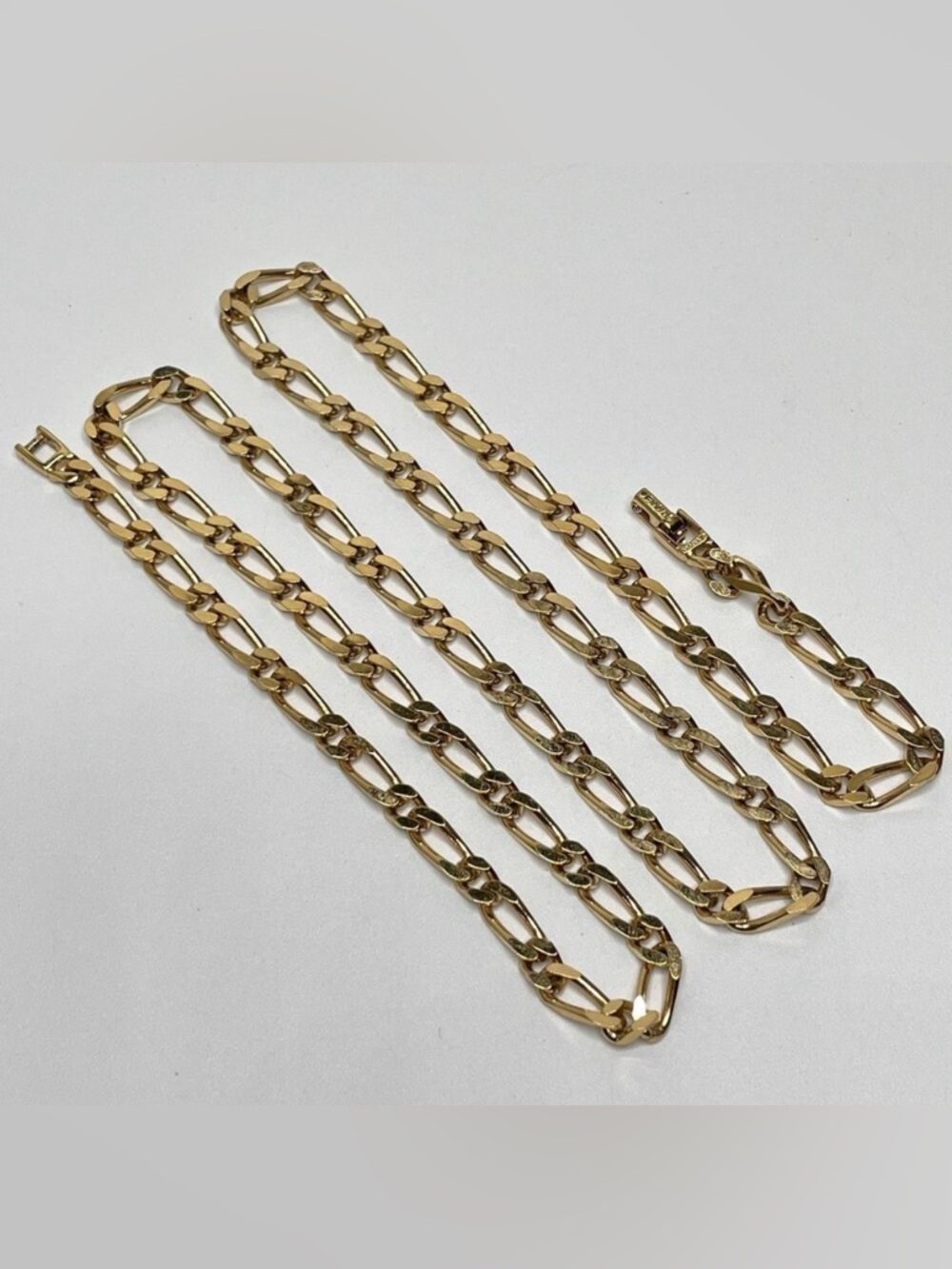 Vintage Monet Gold Tone Figaro Chain Link Necklace Stunning 30" Classic Layering